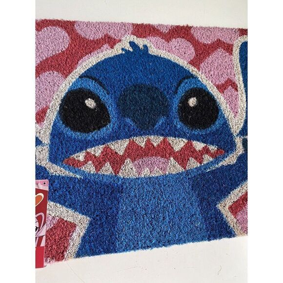 Disney Stitch Hearts Love Valentines Doormat Mat Coir Outdoor 18" x 30" NEW - Picture 5 of 10
